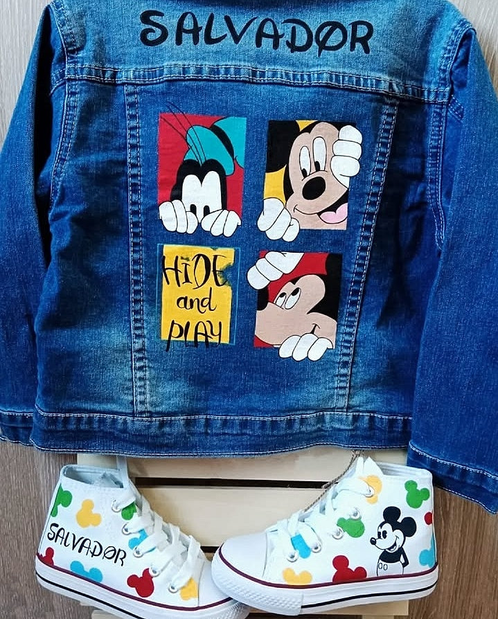 Chaqueta vaquera pintada a mano